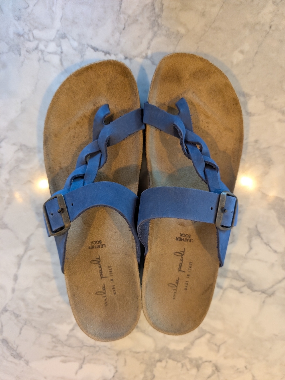 Mila Paoli Blue Braided Strap Sandals, 8